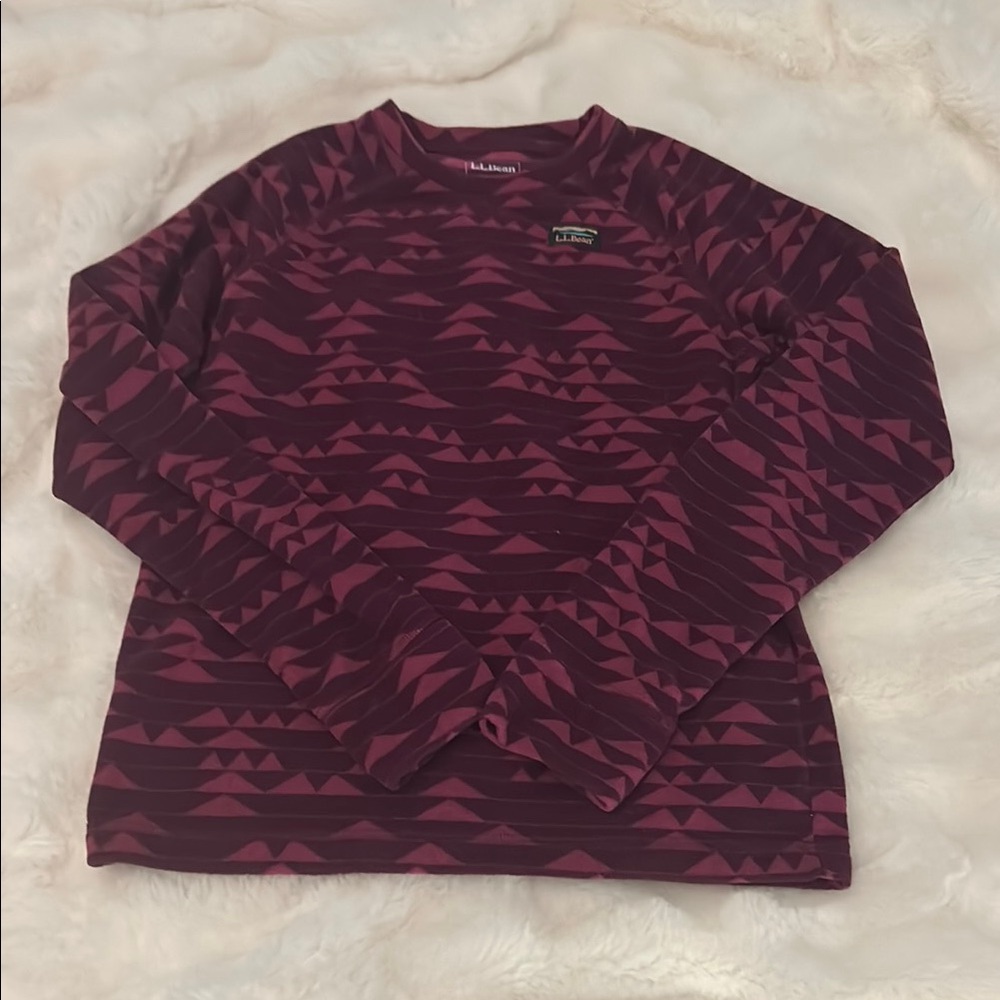 L.L. Bean Maroon Patterned Long Sleeve Shirt
